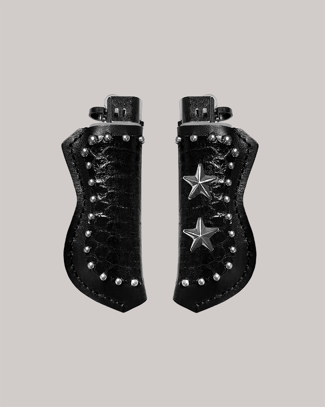 Double Star Leather Lighter Holder [Black]